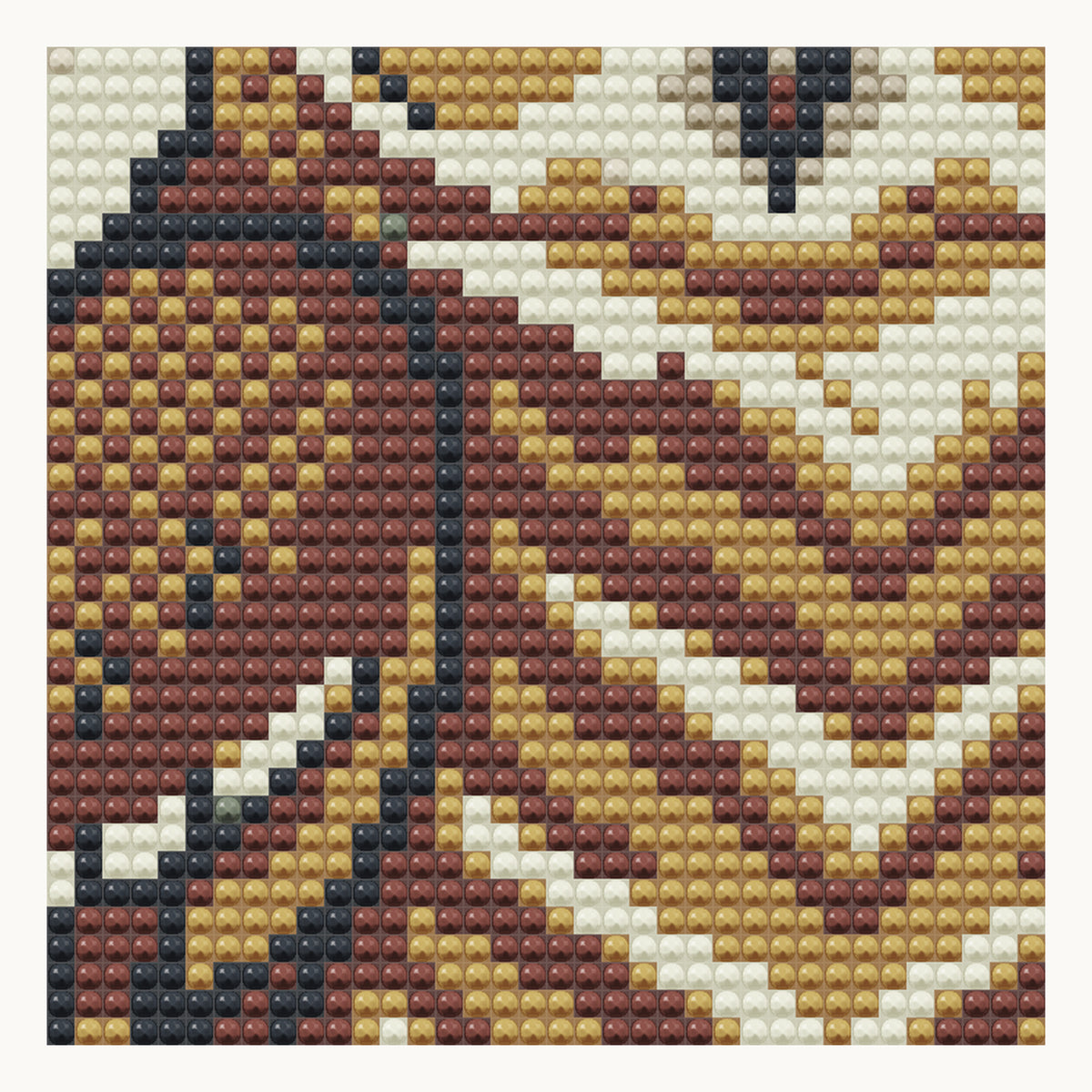 Great Horned Owl at Night · local detail of the 30 × 30 cm pattern, shown as a digital round-diamond simulation, not a finished sample photo.