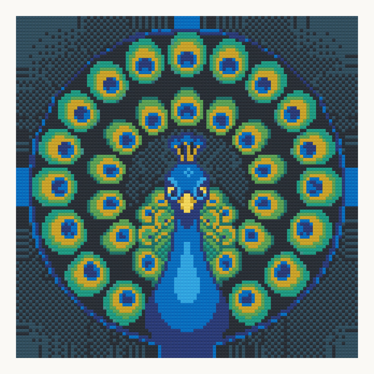 Fan of Feathers · 30 × 30 cm round-diamond digital preview. Finished colors and sparkle can vary.