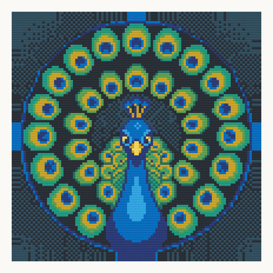 Fan of Feathers · 30 × 30 cm round-diamond digital preview. Finished colors and sparkle can vary.