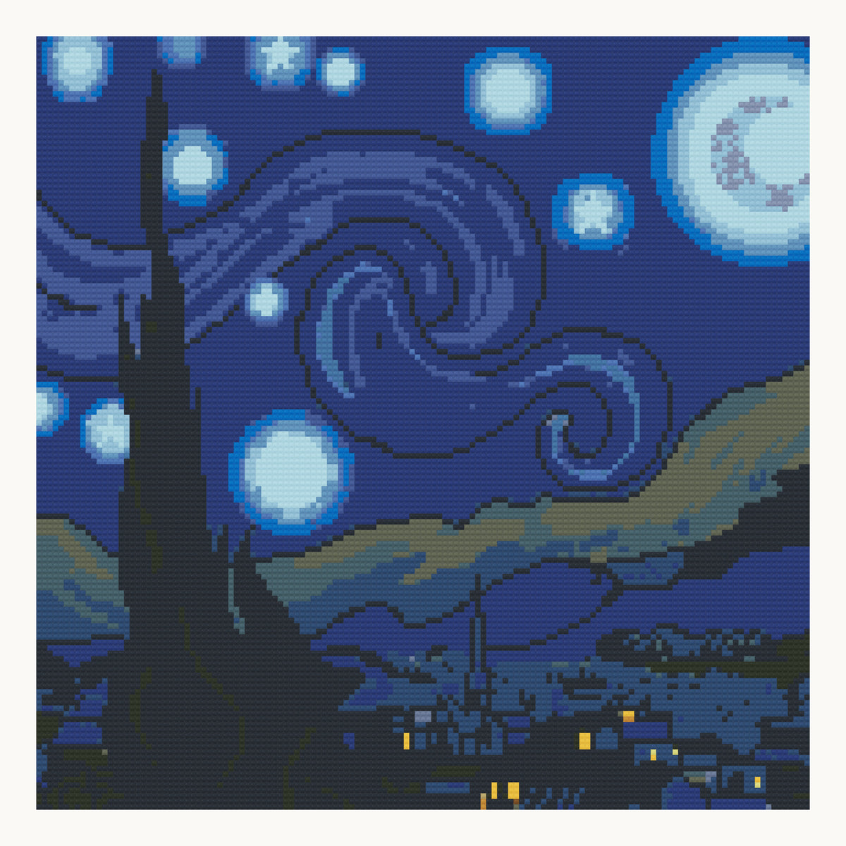 After Van Gogh · 40 × 40 cm round-diamond digital preview. Finished colors and sparkle can vary.