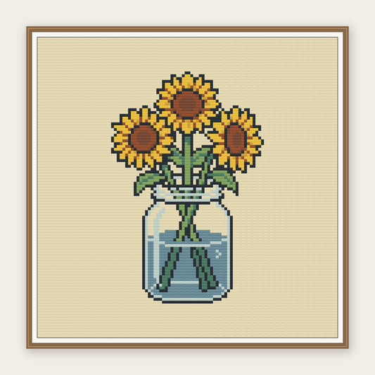 Sunflowers in a Jar · 30 × 30 cm picture in a digital framing illustration. Frame not included.