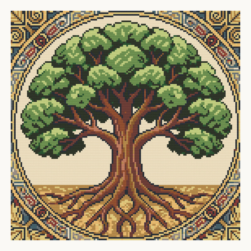 Illuminated Medallion · 40 × 40 cm round-diamond digital preview. Finished colors and sparkle can vary.