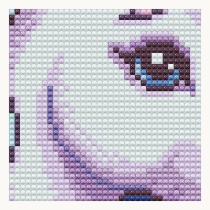 Starlit Unicorn · local detail of the 30 × 30 cm pattern, shown as a digital round-diamond simulation, not a finished sample photo.