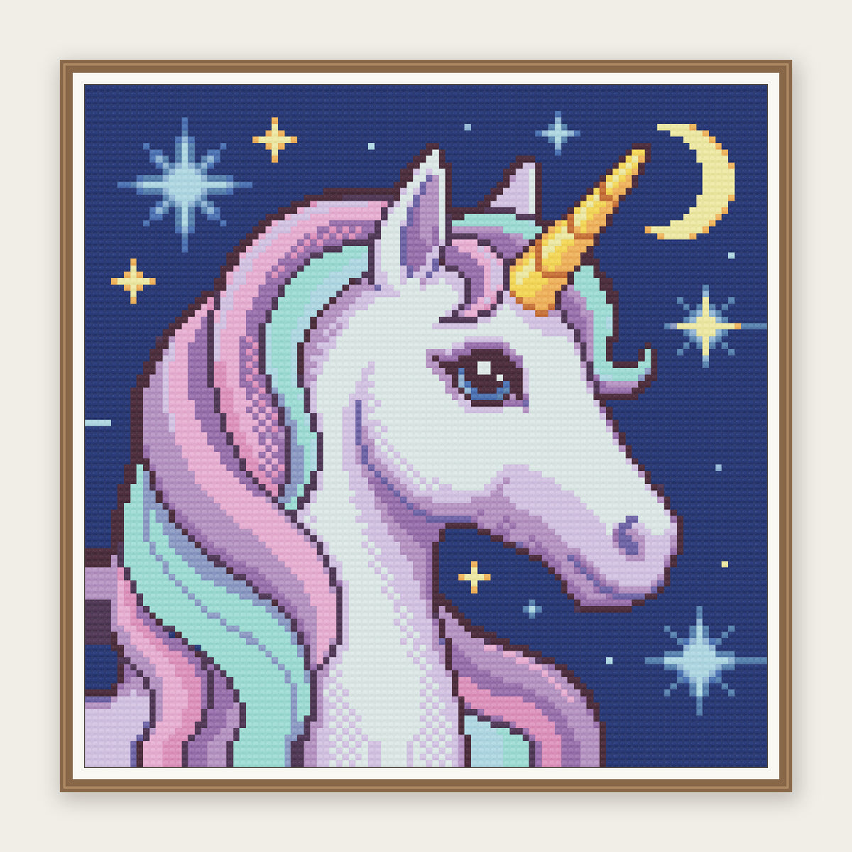 Starlit Unicorn · 30 × 30 cm picture in a digital framing illustration. Frame not included.