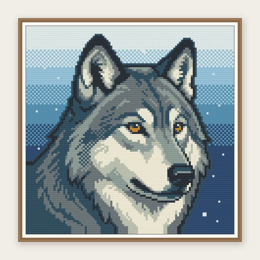 Winter Wolf Portrait · 30 × 30 cm picture in a digital framing illustration. Frame not included.