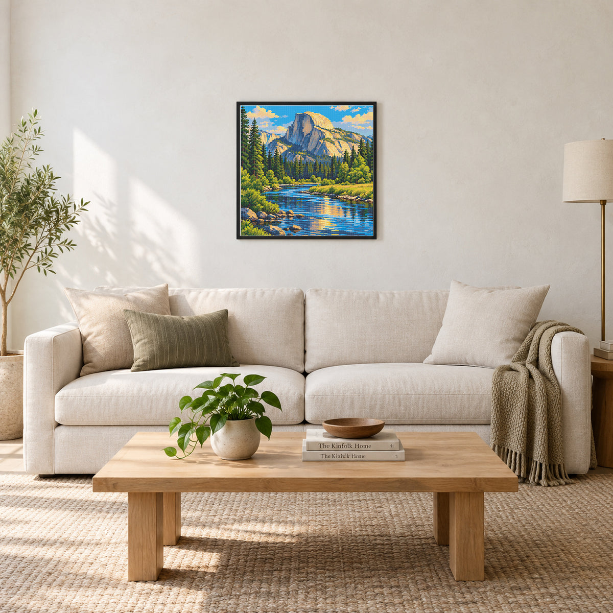 Room illustration showing an approximately 50 × 50 cm picture. Frame not included; room scale is approximate.