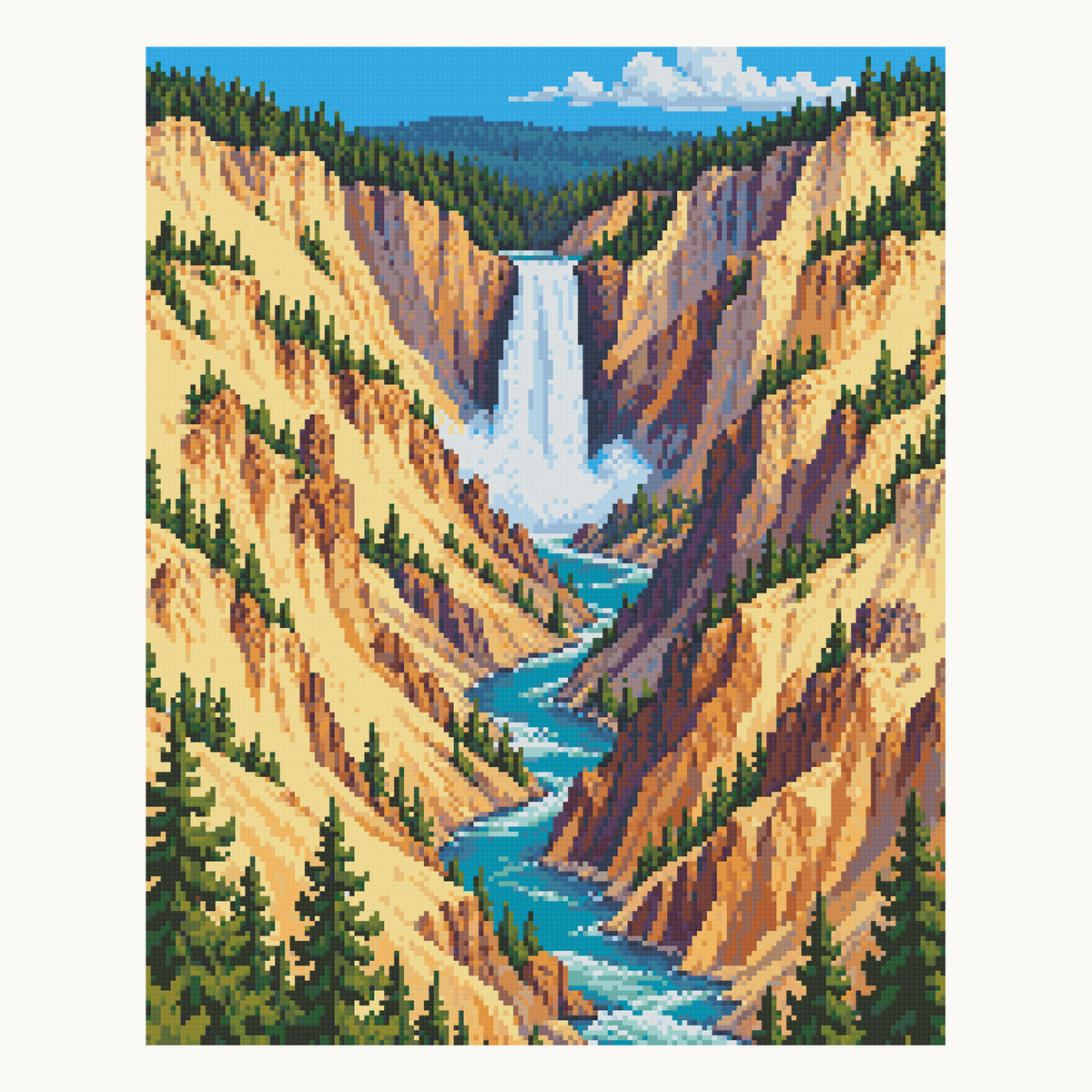 Yellowstone Lower Falls · 40 × 50 cm square-diamond digital preview. Finished colors and sparkle can vary.