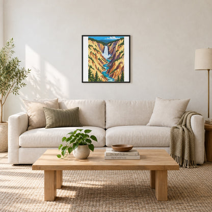 Room illustration showing an approximately 40 × 50 cm portrait picture in a matted frame. Frame not included; room scale is approximate.