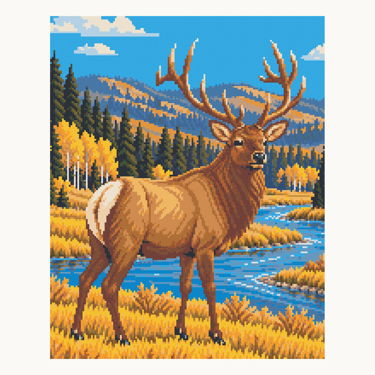 Autumn Elk · 40 × 50 cm square-diamond digital preview. Finished colors and sparkle can vary.