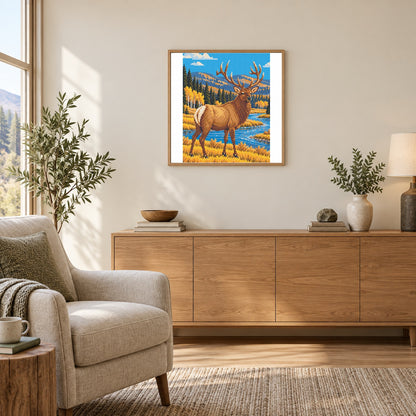 Room illustration showing an approximately 40 × 50 cm portrait picture. Frame not included; room scale is approximate.