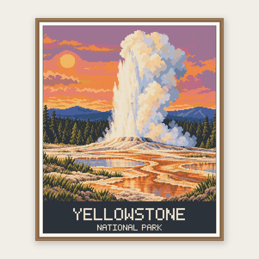 Old Faithful Sunset Poster · 50 × 60 cm framing illustration. Frame not included.