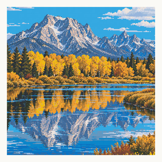 Oxbow Bend · 50 × 50 cm square-diamond digital preview. Finished colors and sparkle can vary.