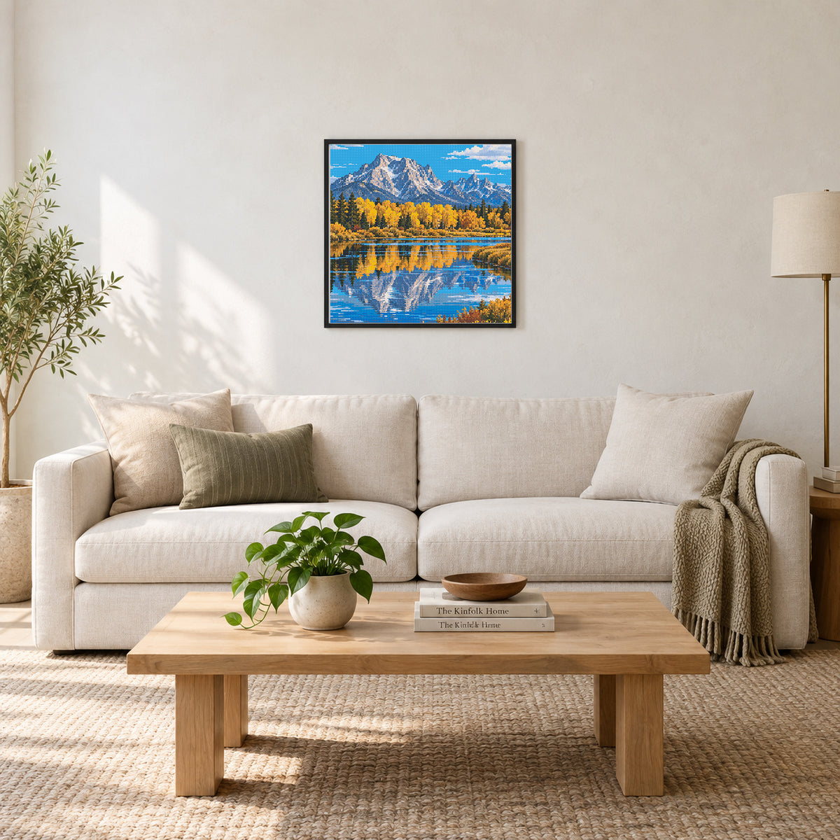 Room illustration showing an approximately 50 × 50 cm picture. Frame not included; room scale is approximate.