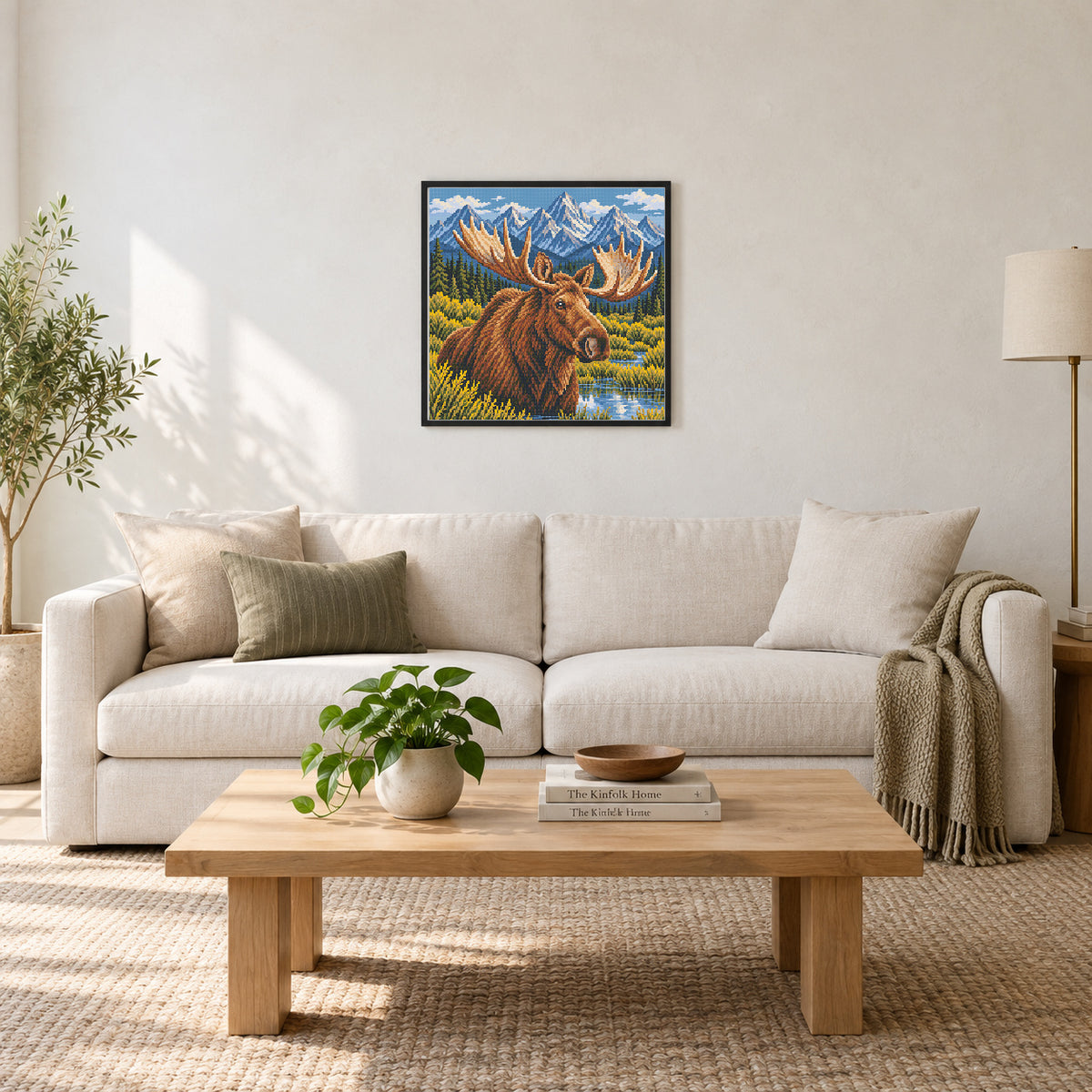 Room illustration showing an approximately 50 × 50 cm picture. Frame not included; room scale is approximate.