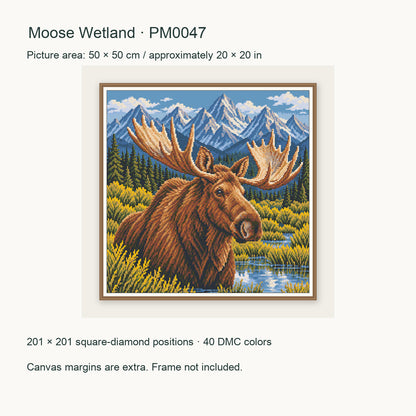 50 × 50 cm picture with 201 × 201 square-diamond positions. Canvas margins extra; frame not included.