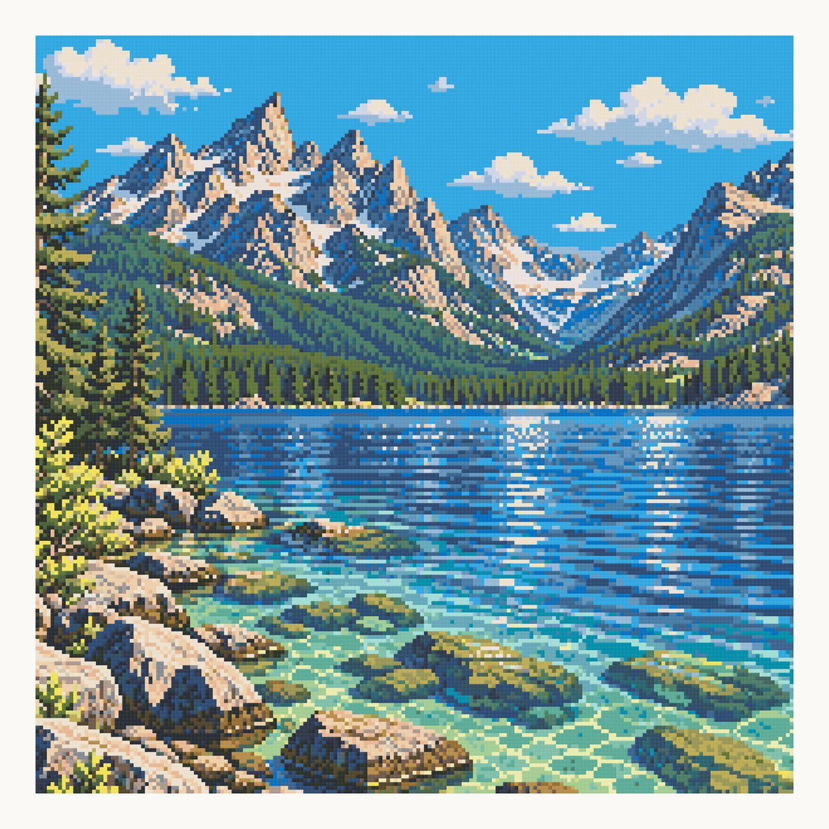 Jenny Lake · 50 × 50 cm square-diamond digital preview. Finished colors and sparkle can vary.