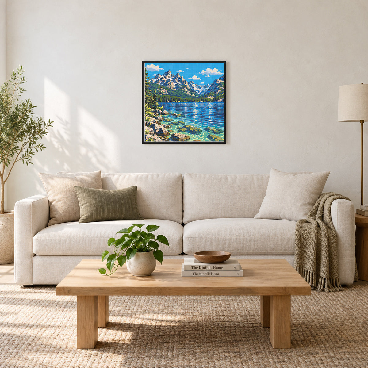 Room illustration showing an approximately 50 × 50 cm picture. Frame not included; room scale is approximate.