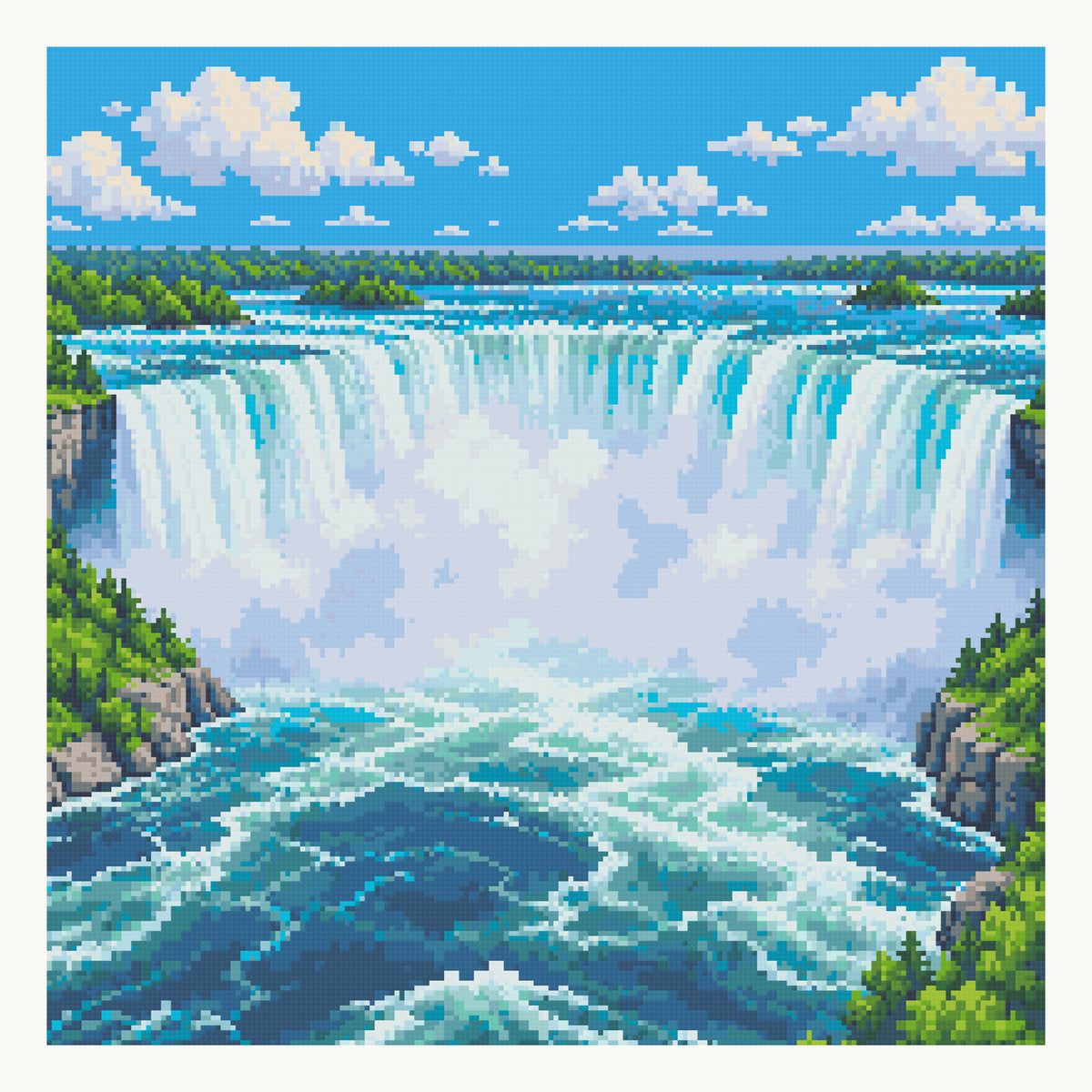 Horseshoe Falls · 50 × 50 cm square-diamond digital preview. Finished colors and sparkle can vary.