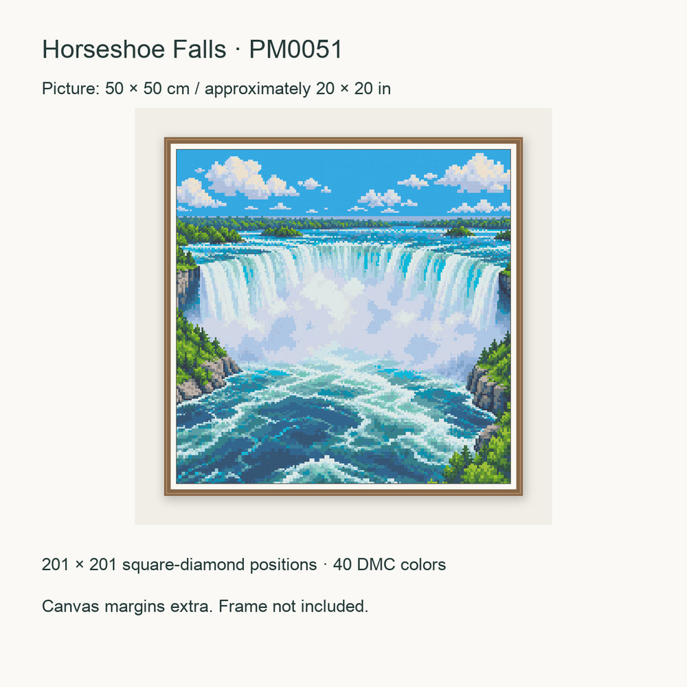 Niagara Falls Diamond Painting Kit — Horseshoe Falls picture size guide