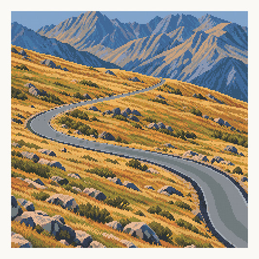 Rocky Mountain — Trail Ridge Road — 50 × 50 cm digital square-diamond preview. Finished colors and sparkle can vary.