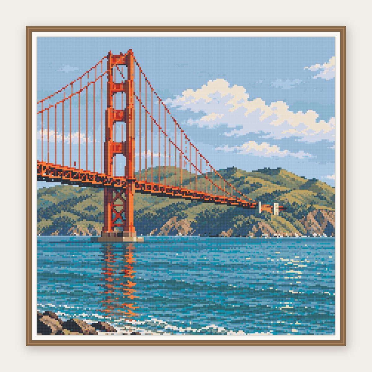 Framing illustration showing the 50 × 50 cm picture area. Frame not included; digital diamond simulation.