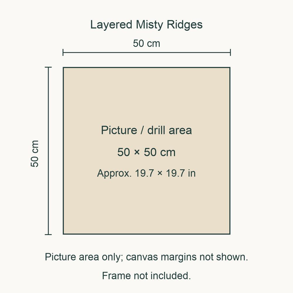 Great Smoky Mountains Diamond Painting Kit — Layered Misty Ridges picture size guide