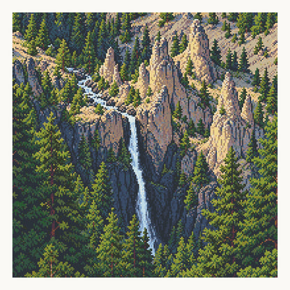 Tower Fall — digital square-diamond preview of the 50 × 50 cm picture area. Finished colors and sparkle can vary.