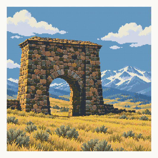 Roosevelt Arch — 50 × 50 cm (approx. 19.7 × 19.7 in) picture area, square-drill digital preview. Finished colors and sparkle can vary.