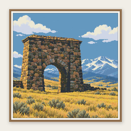 Framing illustration of the same 50 × 50 cm Roosevelt Arch picture. Frame not included; outer frame dimensions are not specified.