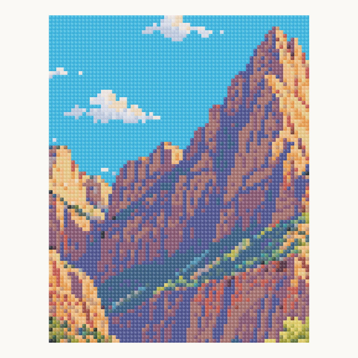 The Watchman — enlarged local digital square-drill detail from the same 40 × 50 cm pattern; not a finished sample photo.