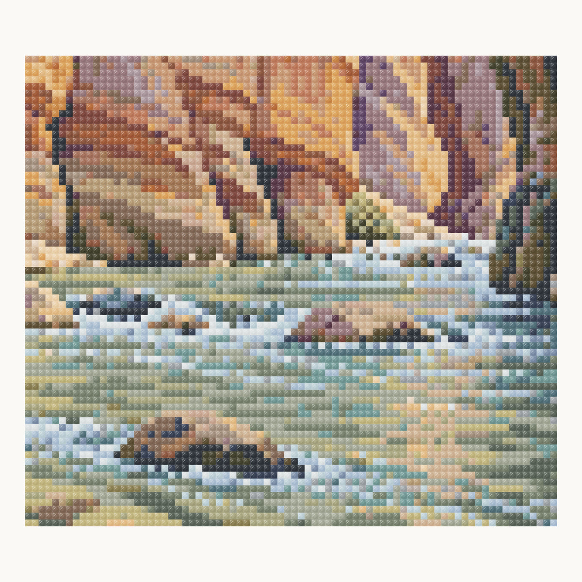 The Narrows — enlarged local digital square-drill detail from the same 40 × 50 cm pattern; not a finished sample photo.