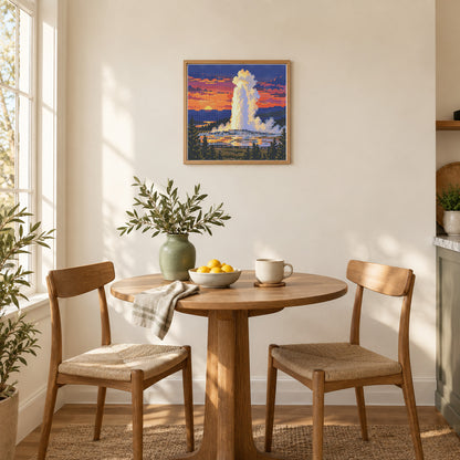 Old Faithful — breakfast nook illustration showing an approximately 30 × 30 cm (12 × 12 in) picture. Frame not included; room scale is approximate.