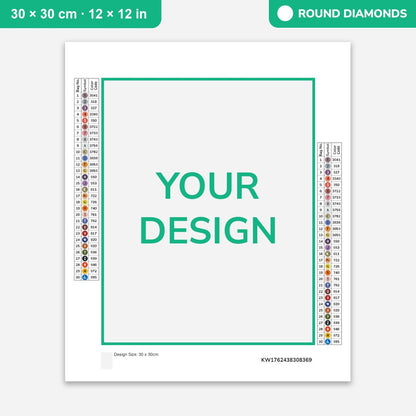 Custom diamond painting kit from your photo, 30 × 30 cm canvas with round drills
