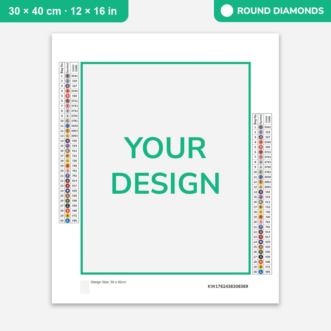 Custom diamond painting kit from your photo, 30 × 40 cm canvas with round drills