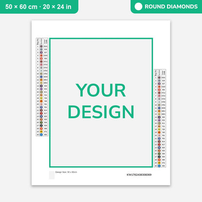 Custom diamond painting kit from your photo, 50 × 60 cm canvas with round drills