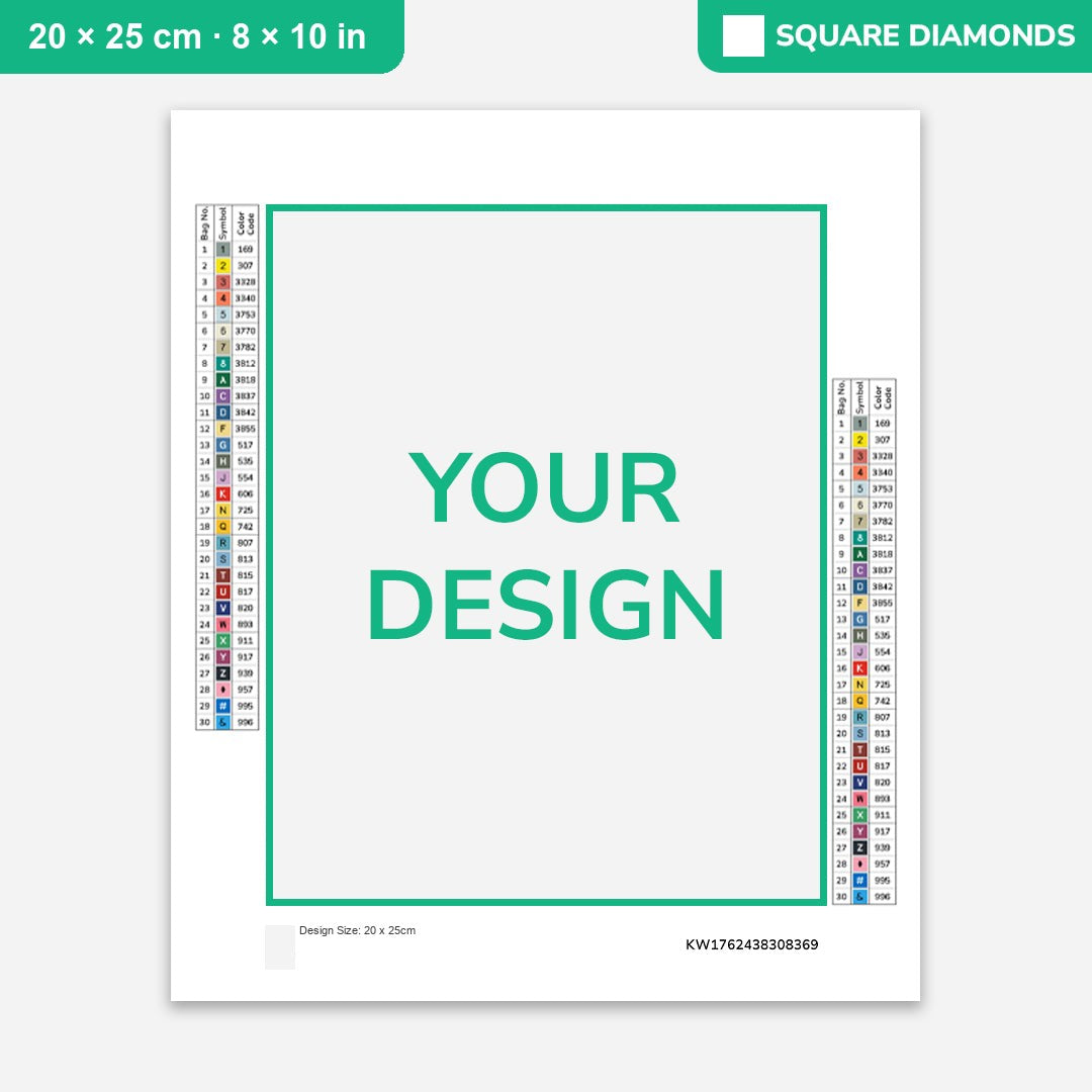 Custom diamond painting kit from your photo, 20 × 25 cm canvas with square drills