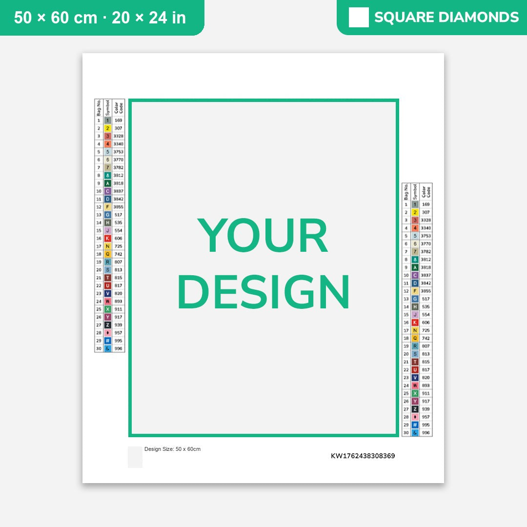 Custom diamond painting kit from your photo, 50 × 60 cm canvas with square drills